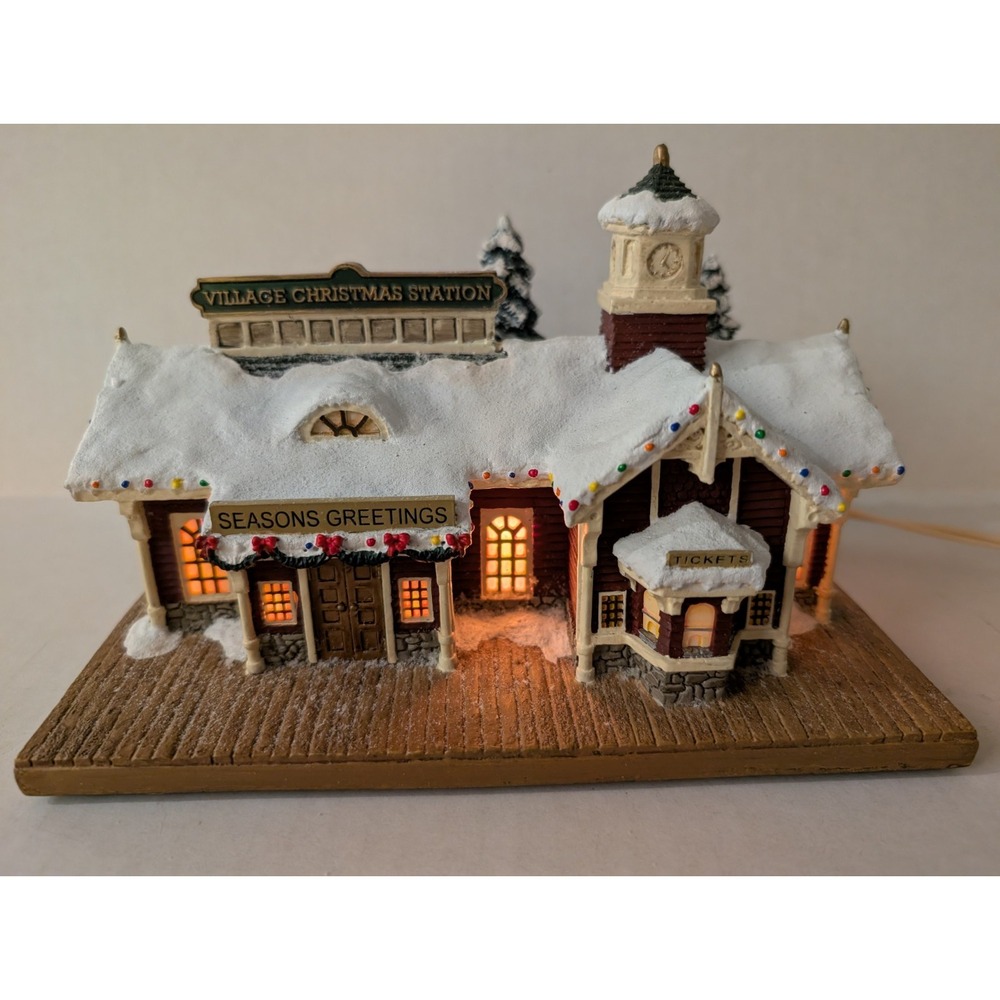 Vintage 2001 Thomas Kinkade Hawthorne Village Village Christmas Station Lighted
